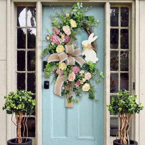 N Corona De Conejo De Pascua Para Puerta De Entrada, Conejo
