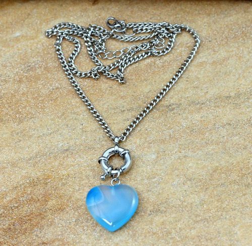Gargantilha Coração Azul De Cristal Bijuterias Acessorios