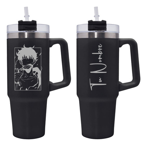 Termo De Solo Leveling, Anime, Con Personalizado Negro