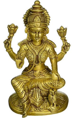 Diosa Lakshmi Con Búho - Estatua De Bronce