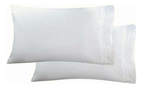 Elegant Comfort 2 Fundas De Almohada Estándar, Color Blanco Liso