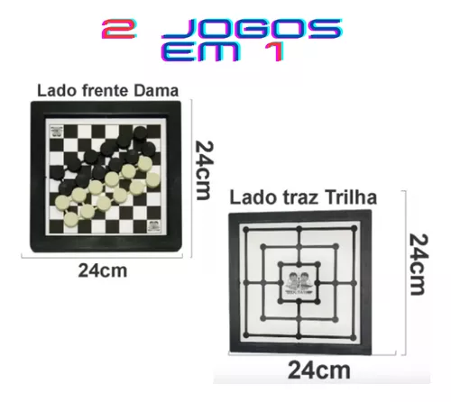 Jogo 2 em 1 Dama Trilha Dutati 24cm Tabuleiro + Peças - Zein