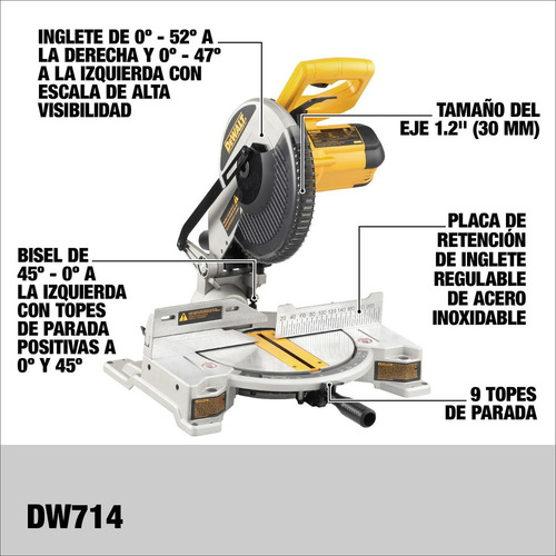 Sierra Ingleteadora 10'' 1650w Dewalt Dw714-b3
