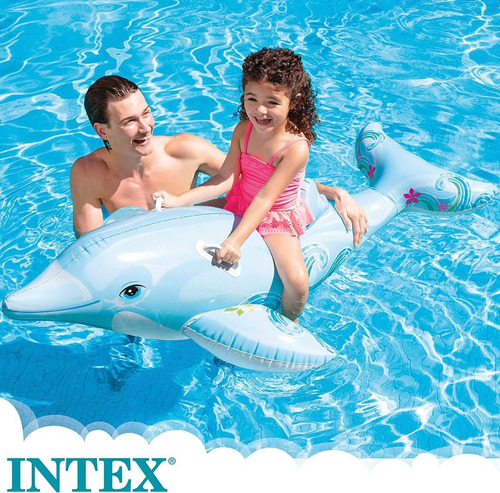 Montable Flotador En Forma Delfín Intex Celeste