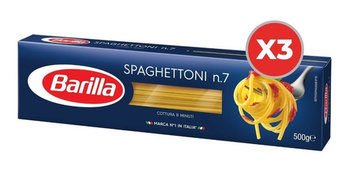 Fideos Barilla Spaghettoni Nº 7 500 Gr Origen Italia Pack X3