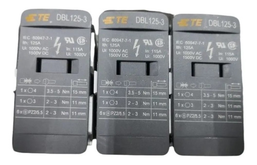 3 Piezas Block Derivador Dbl125-3 Repartidor Unipolar 125a