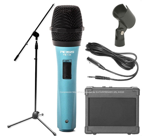 Combo Karaoke Microfono Cable Pie Pipeta Parlante Portatil