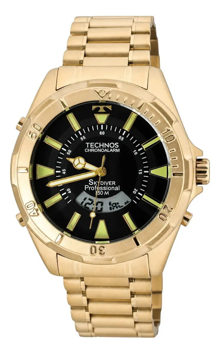 Relógio Technos Skydiver Dourado Anadigi - Wt205fln/4p