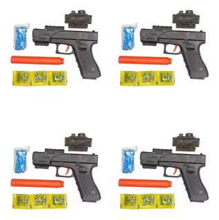 4 Pistolas De Hidrogel Modelo Glock Retráctil- Manual