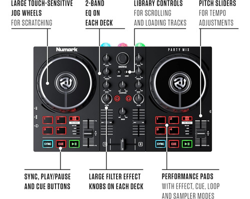 Numark Party Mix Ii - Controlador De Dj Con Led + Serato Dj