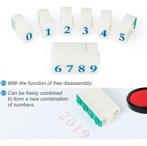 Y Sello De Goma Dígitos Kit 0-9 Sello Numérico Desmontable