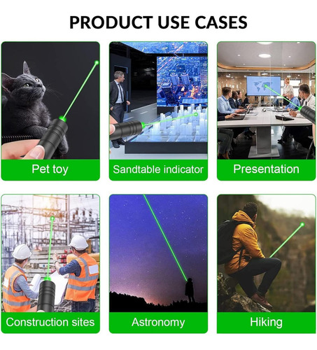 Puntero Verde De Alta Potencia, Recargable, Carga Usb