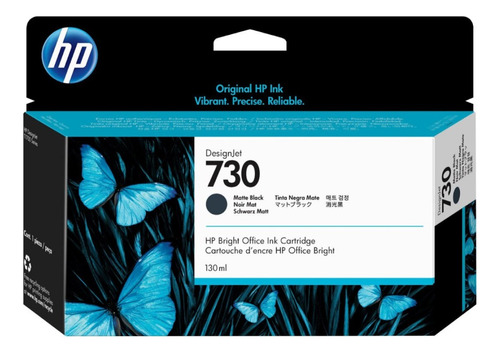 Cartucho Hp 730 Negro Mate Original P2v65a 130ml T1600 T1700