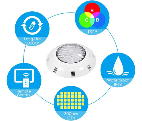 Lámpara De Piscina Led Luz Subacuática Ip68 A Prueba Rgb
