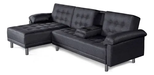 Sala Modular Sofá Cama Mosley Cosmic Reversible Color Gris Oscuro