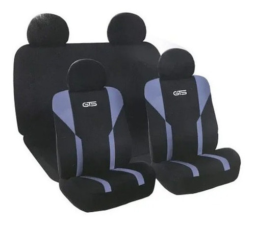 Juego Funda Cubreasiento Tela 10 Piezas Negro Y Azul