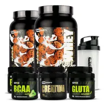 Comprar Kit 2 Whey 3w 900g +2 Creatina + 2 Bcaa +2 Glutamina +shaker Sabor Torta De Morango