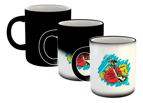 Taza Magica Llave Con Flores Rojas