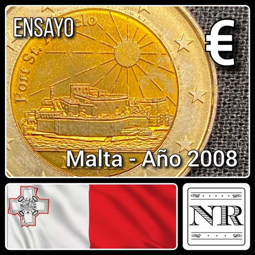 Malta - 2 Euros - Año 2008 - Bimetálica - Ensayo