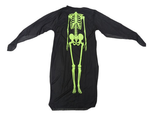 Tunica Negra Disfraz Esqueleto Fluo 120cm Halloween