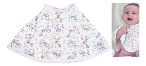 Babador Regurgitador Bebe 360 Safari Com Botão 100% Algodão