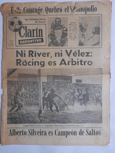 Clarin Deportivo 23/12/68 Triangular Velez 1 River 1,detalle