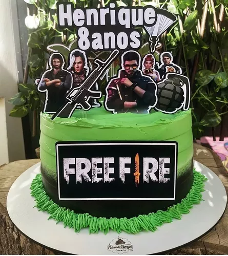 TOPO DE BOLO FREE FIRE COM NOME E IDADE