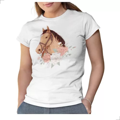 Camiseta Feminina Cavalo Marrom Frente Country Tshirt