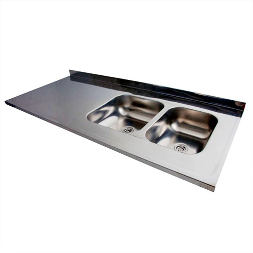 Mesada C/ Pileta Doble 120cm Dhinox Dh56 Acero Inox Respaldo