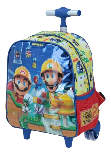 Mochila Ruedas Chenson Niño Mario Bros Preescolar Kinder Carro De Fabr