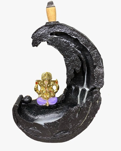 Incensário Cascata Cone Ganesha Lilás - Decoração Resina