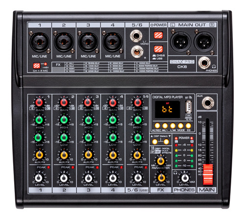 Consola  Mixer Onax Pro Ck6  Interfaz De Audio Fx Fervanero