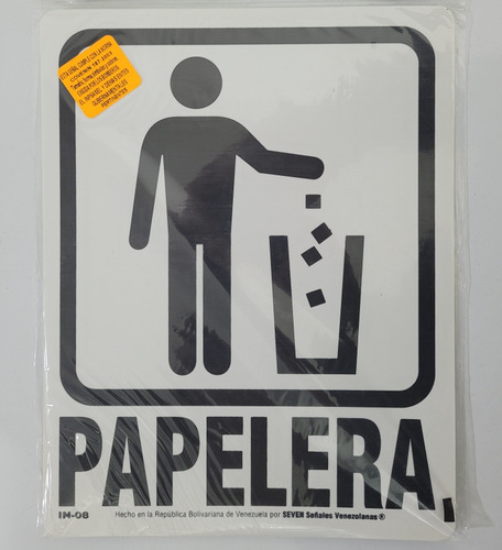 Señalización Papelera. Dimensiones 19,5x25 Cm.