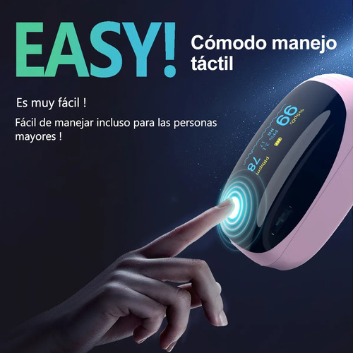 Recargable Usbc Con Oximetro De Dedo Instrumento Inteligente Rosa