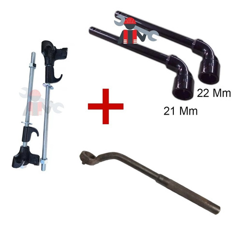 Combo Prensa Espirales Llave Pipa 21 22 Mm Llave 2 Patas Gol
