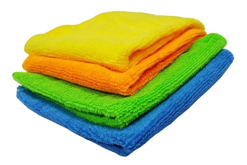 Pack 4 Paños Microfibra Multiuso Limpieza Auto Hogar Oficina Color Varios