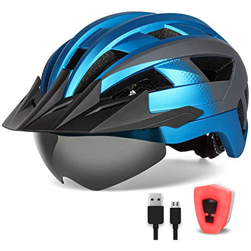 Funwict Casco Bicicleta Adulto Con Visor Y Gafas Para Hombre