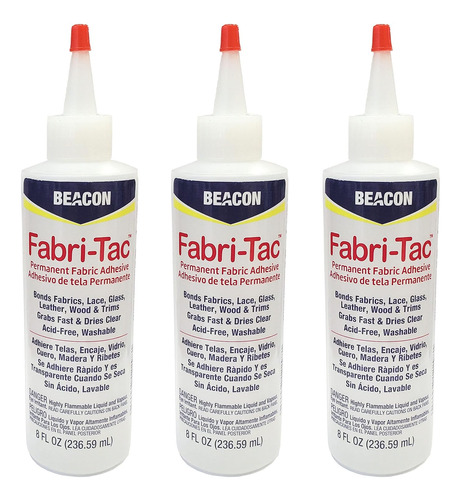 Paquete De 3 Adhesivos Permanentes  Fabri-tac, 8 Onzas