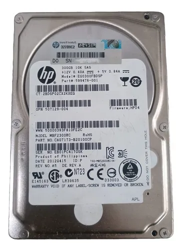 Eg0300fbdsp 300gb 10k Sas 507129-004 Hdd Disco Duro (Reacondicionado)