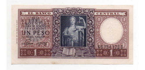 Billete Argentina 1 Peso Moneda Nacional Bottero 1914 Ex+