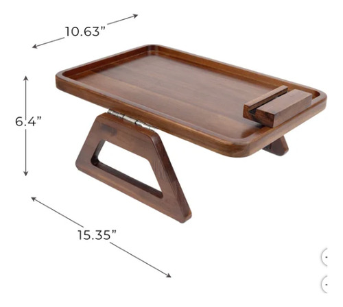 Bandeja Para Reposabrazos De Sofá Sillon Madera Acacia Clip Marrón Oscuro