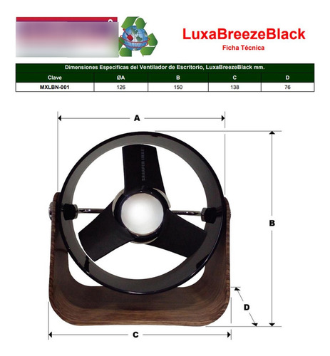 Soplador Aire Escuela, Mxlbn-003, 3pzas, 5 Ø, Café/negro, Us Cantidad de aspas 3 Estructura Marrón Aspas Negro Diámetro 5 " Material de las aspas Plástico