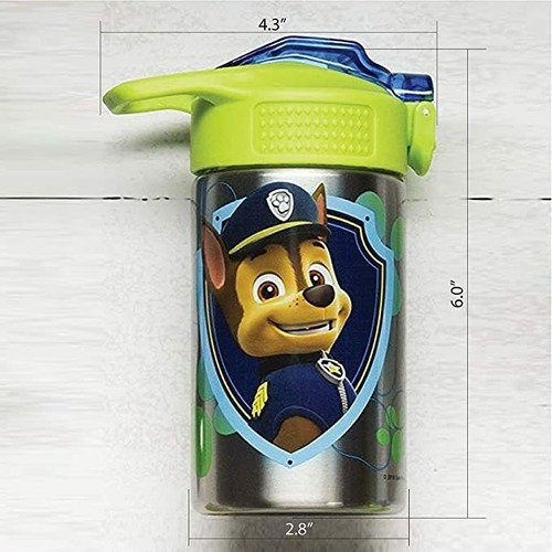 Zak Paw Patrol Botella De Agua Acero Inoxidable Con Popote