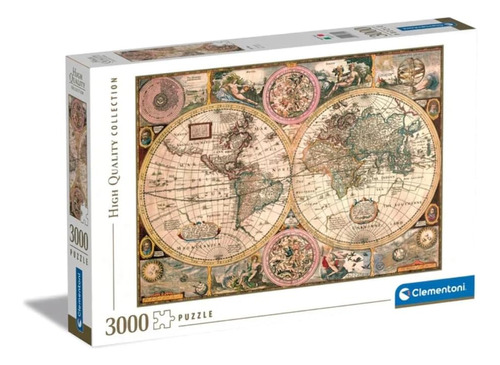 Clementoni - Puzzle 3000 Piezas Mapa Antiguo, Puzzle Adulto