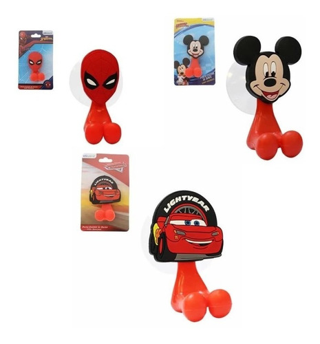 Kit 3 Porta Escova Infantil Carros, Homem Aranha E Mickey