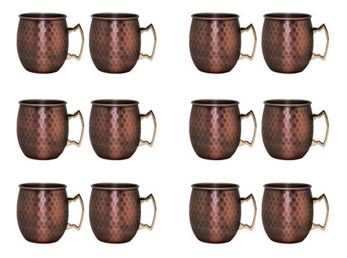 Imagen 1 de 4 de Caja 12 Mugs Vasos De Cobre Wayu 600ml Moscow Mule