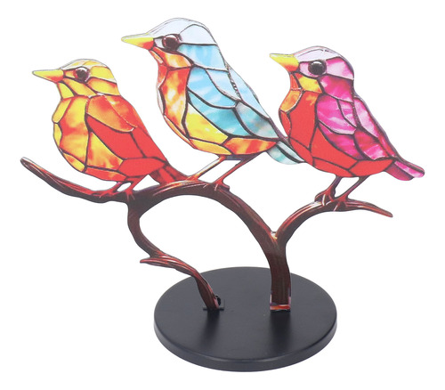 Arte De La Serie Stained Birds Ornaments, Arte En Rama, Escr
