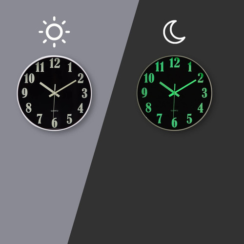 - . Reloj De Pared Moderno Con Luz Nocturna, Reloj De Pared