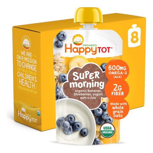 Happy Tot Organic Stage 4 Super Morning Bananas Blueberries 