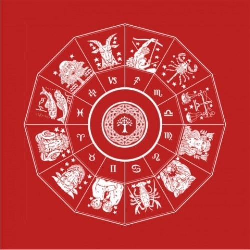 Imagem 1 de 1 de Toalha Para Tarô Tarot Zodíaco Signos Vermelha - Eg001-9